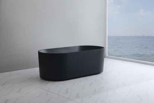 Ally Groove 1700mm Matte Black  Freestanding Bath