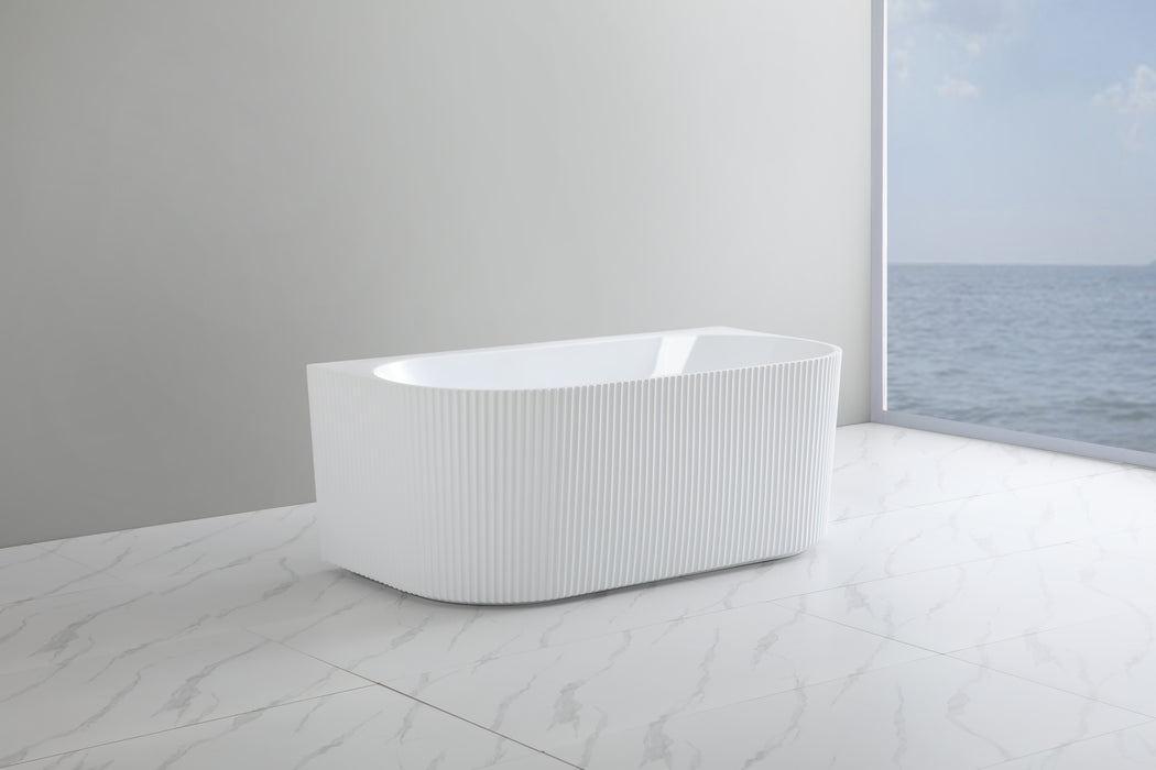 Bari Ceto Back to Wall Oval Free Standing Bath 1500mm - Gloss White