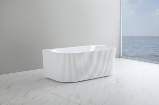 Bari Ceto Back to Wall Oval Free Standing Bath 1700mm - Gloss White