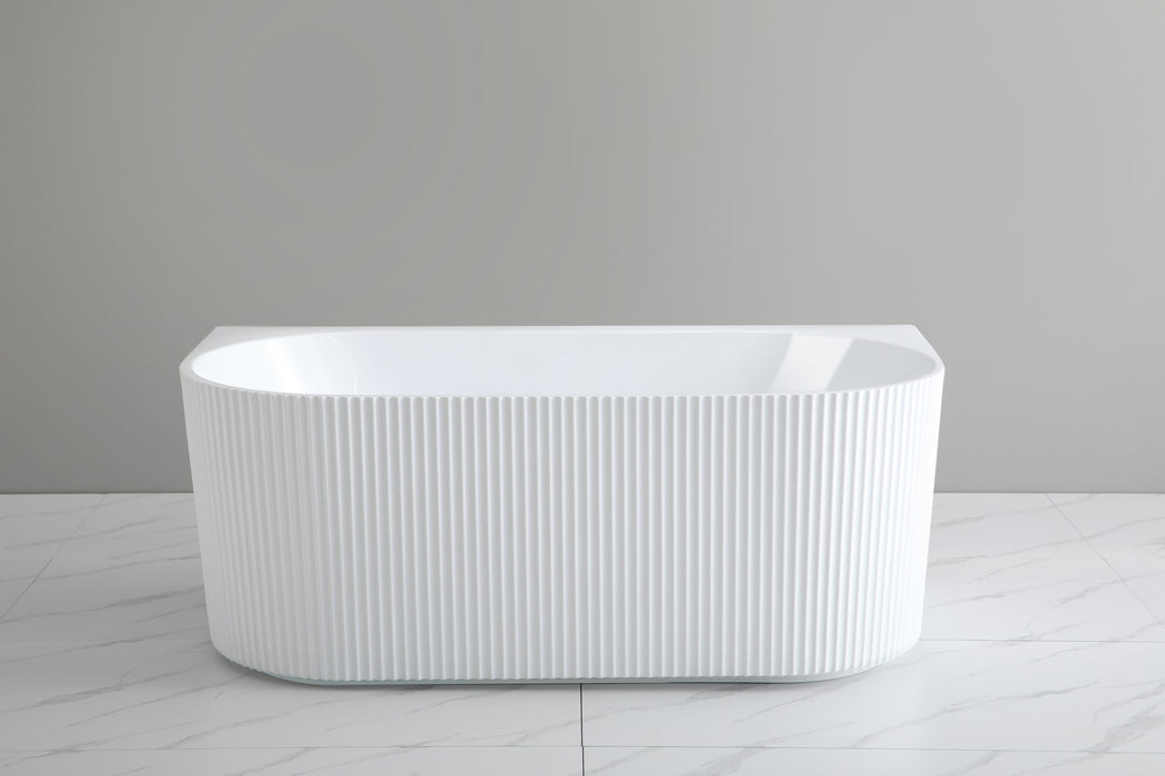 Bari Ceto Back to Wall Oval Free Standing Bath 1500mm - Gloss White