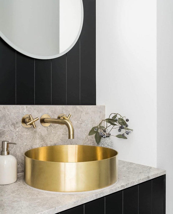 Lavello Round Steel Bathroom Basin 380 x 110 - Tiger Bronze