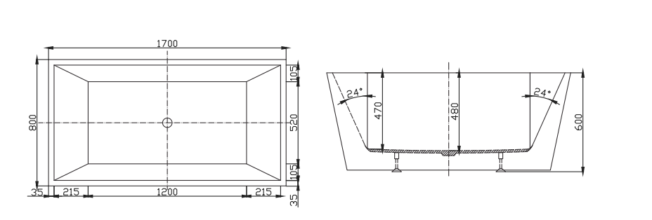 Vienna Freestanding 1700mm  Bathtub