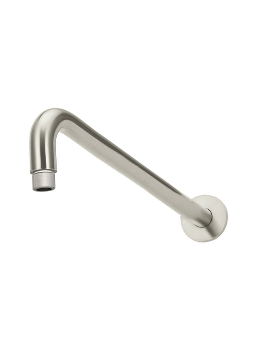 Round Wall Shower Curved  Arm 400mm - Brushed Nickel