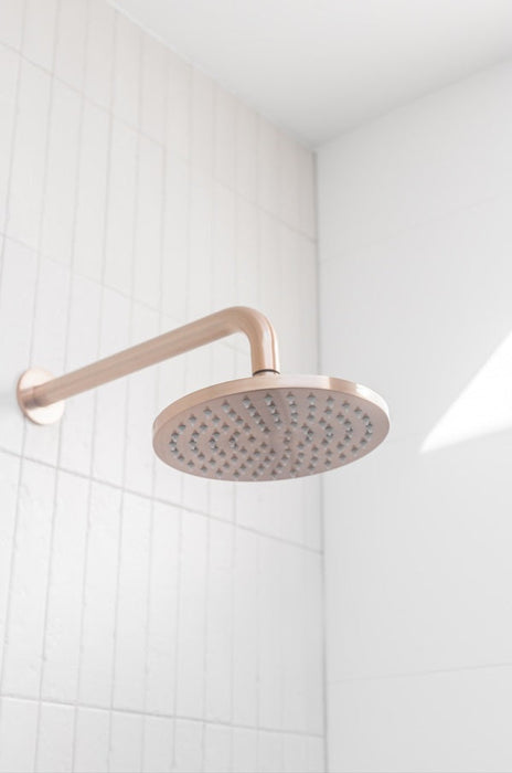Round Wall Shower Curved  Arm 400mm - Champagne
