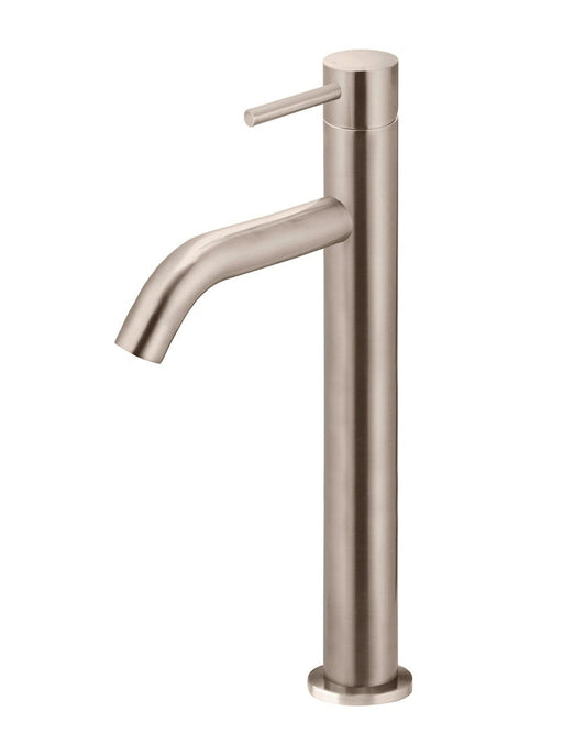 Piccola Tall Basin Mixer Tap With 130mm Spout - Champagne