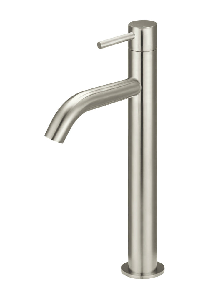 Piccola Tall Basin Mixer Tap With 130mm Spout - Brushed Nickel