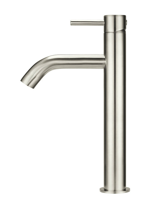 Piccola Tall Basin Mixer Tap With 130mm Spout - Brushed Nickel