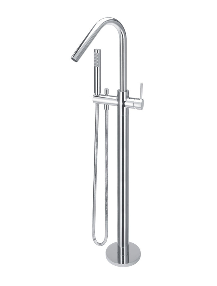Round Freestanding Bath Spout & Hand Shower - Polished Chrome