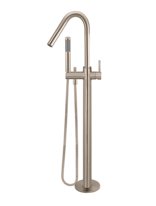 Round Freestanding Bath Spout & Hand Shower - Champagne