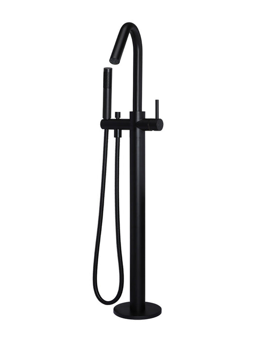 Round Freestanding Bath Spout & Hand Shower - Matte Black