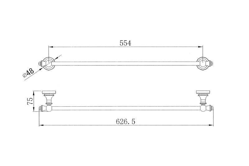 Medoc 600mm Single Towel Rail - Brushed Nickel