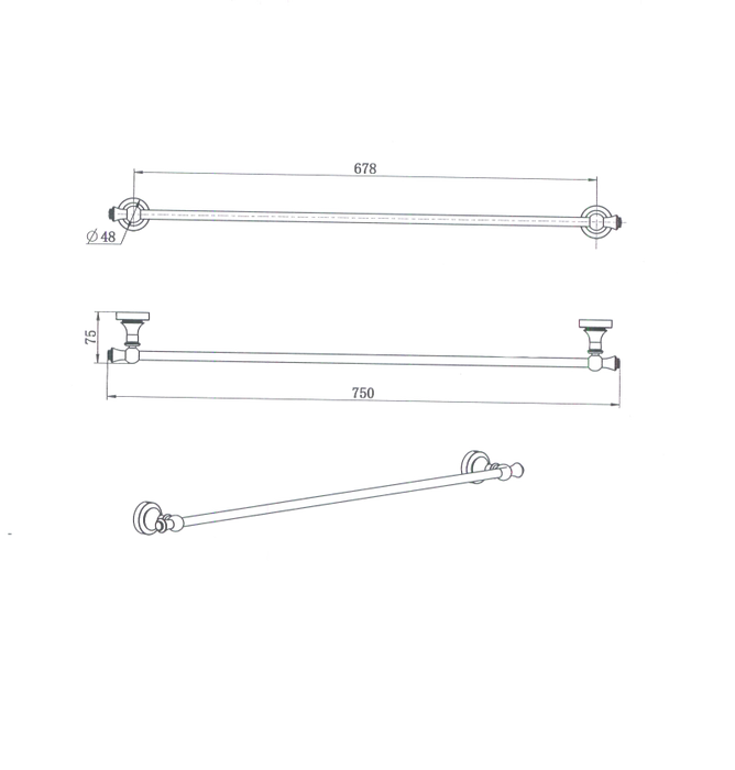 Medoc 750mm Single Towel Rail - Brushed Nickel