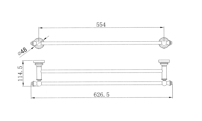 Medoc 600mm Double Towel Rail - Matte Black