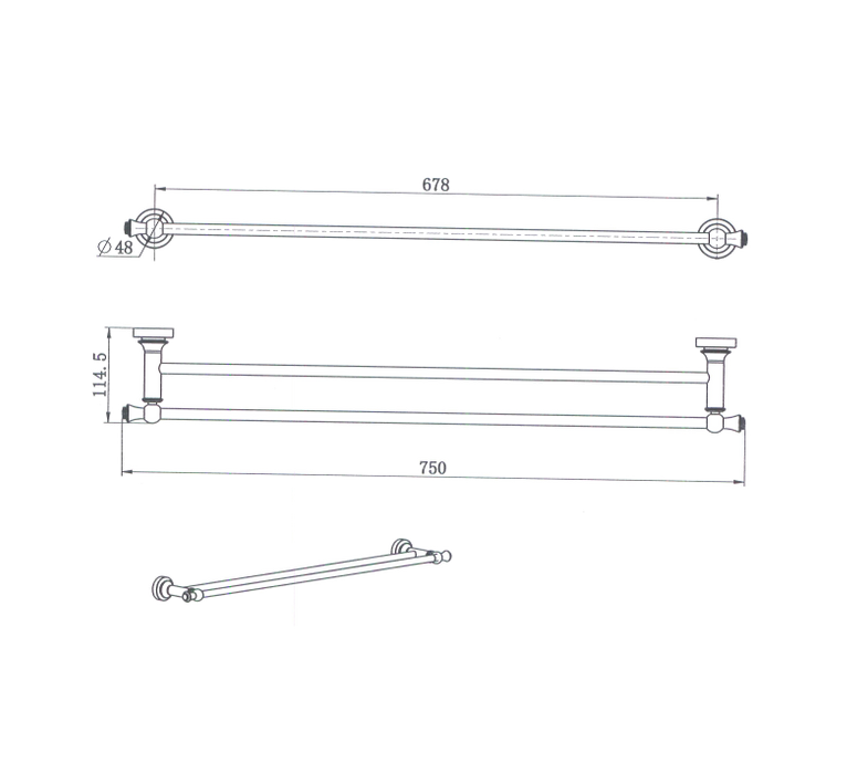 Medoc 750mm Double Towel Rail - Brushed Bronze