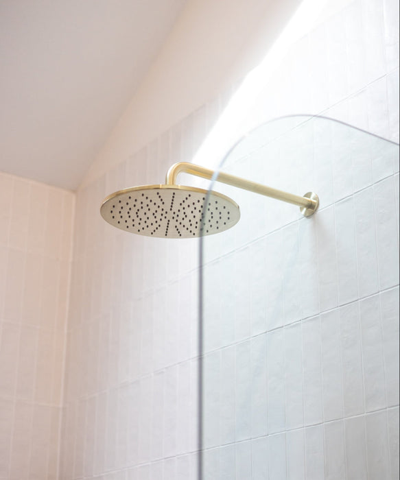 Round Wall Shower Curved  Arm 400mm - Tiger Bronze