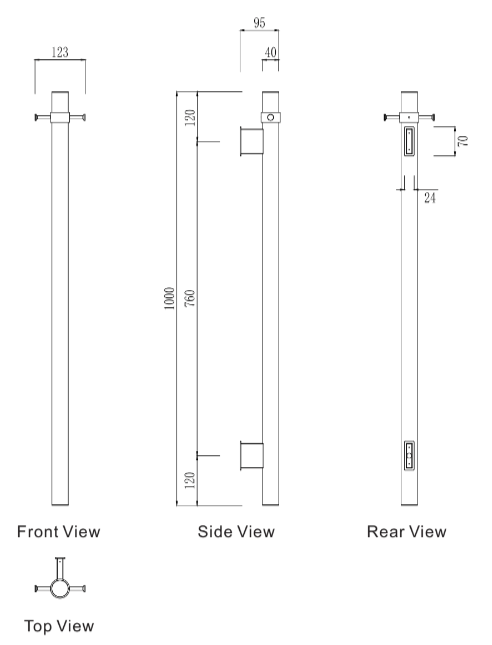 Mirage Vertical Heated Towel Rail – Matt Black
