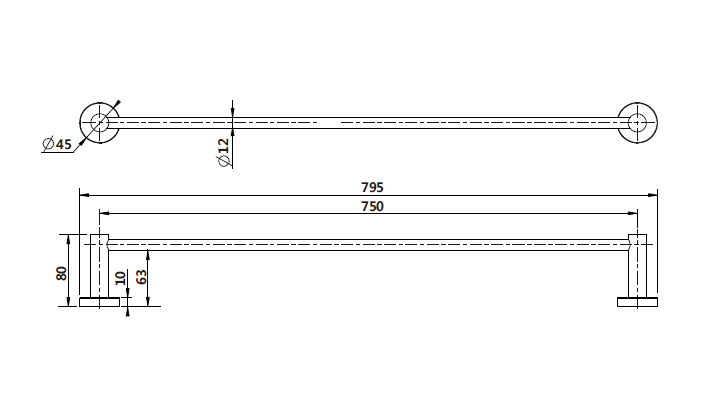 Mirage 750mm Single Towel Rail - Brushed Bronze