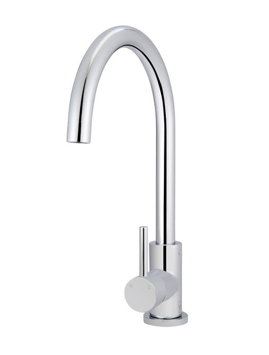 Round Gooseneck Kitchen Mixer Tap - Polished Chrome