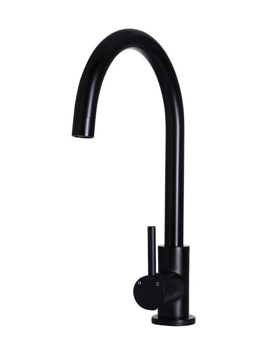 Round Gooseneck Kitchen Mixer Tap - Matte Black