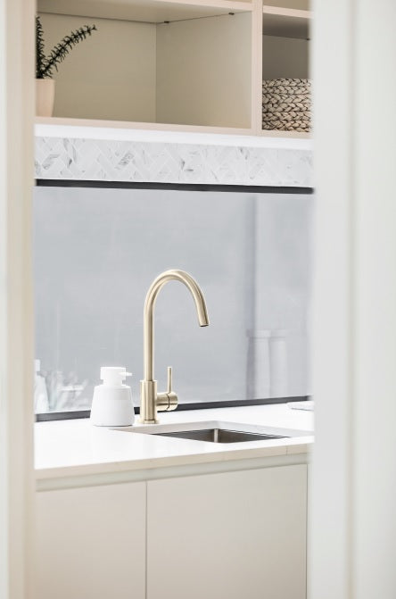 Round Gooseneck Kitchen Mixer Tap - Brushed Nickel