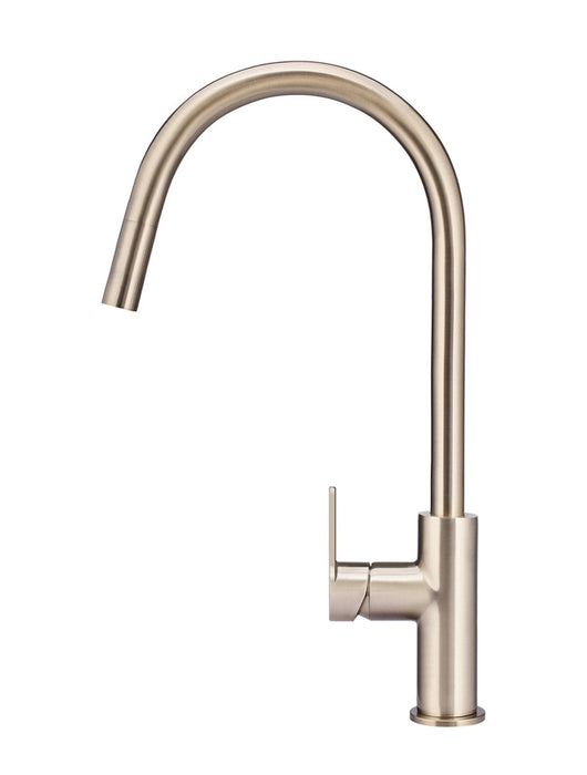 Round Paddle Piccola  Pull Out Kitchen Mixer Tap - Champagne