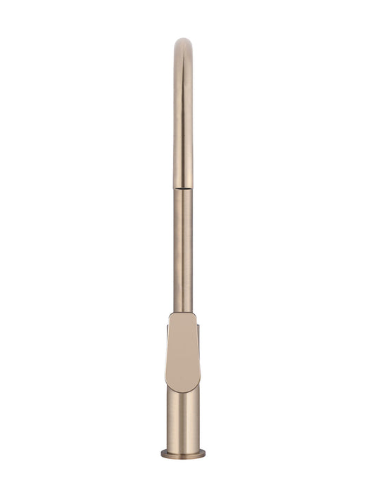 Round Paddle Piccola  Pull Out Kitchen Mixer Tap - Champagne