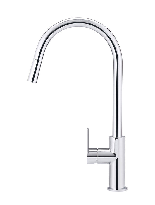 Round Paddle Piccola  Pull Out Kitchen Mixer Tap - Polished Chrome