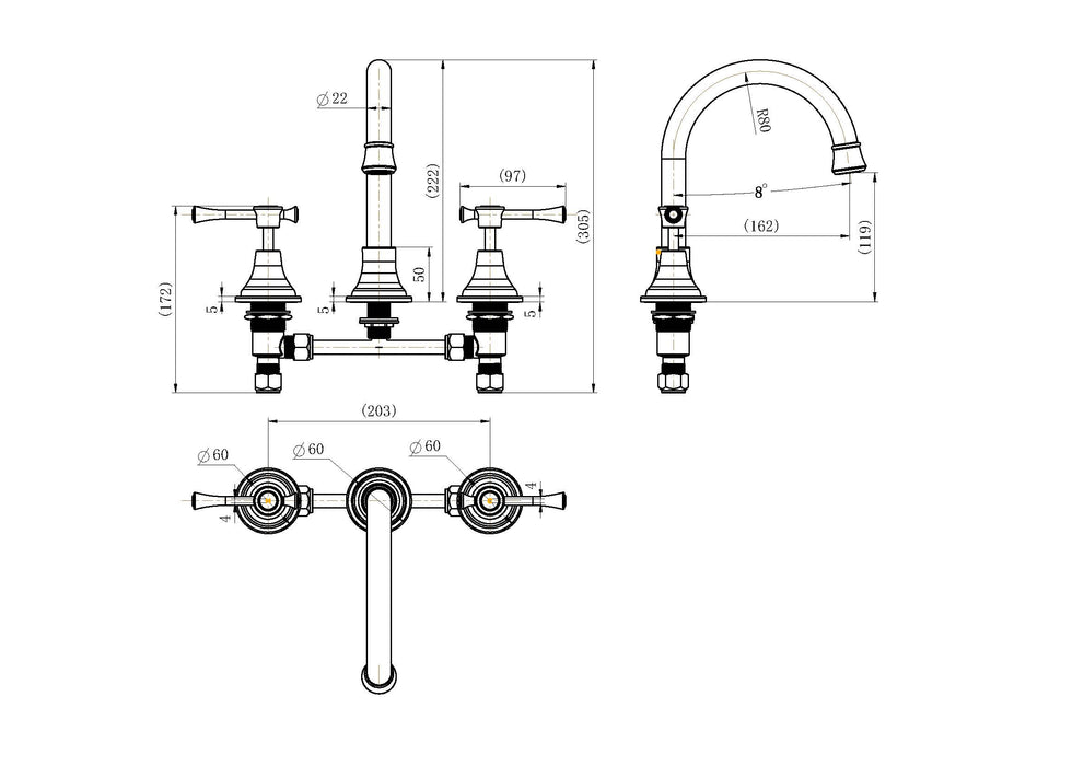 Montpellier Basin Set - Chrome