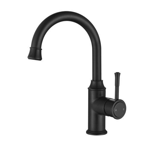 Montpellier Gooseneck High Rise Basin Mixer Matte Black