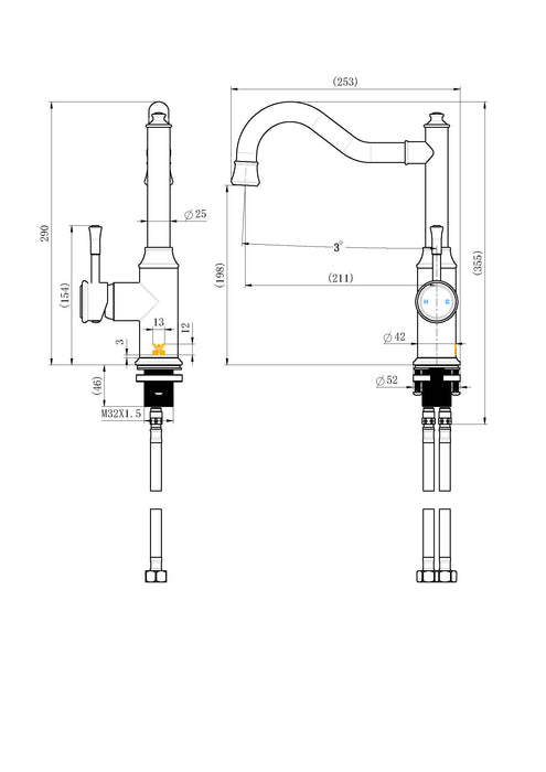 Montpellier Shepherd’s Crook Kitchen Mixer Chrome