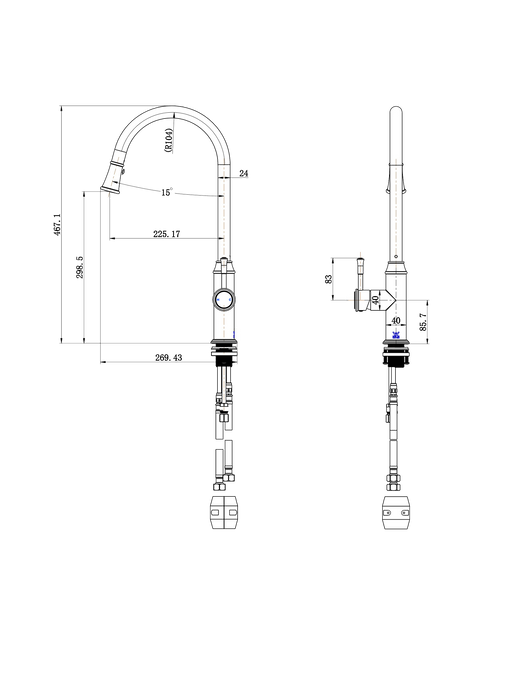 Montpellier Pull-Out Kitchen Mixer - Brushed Nickel