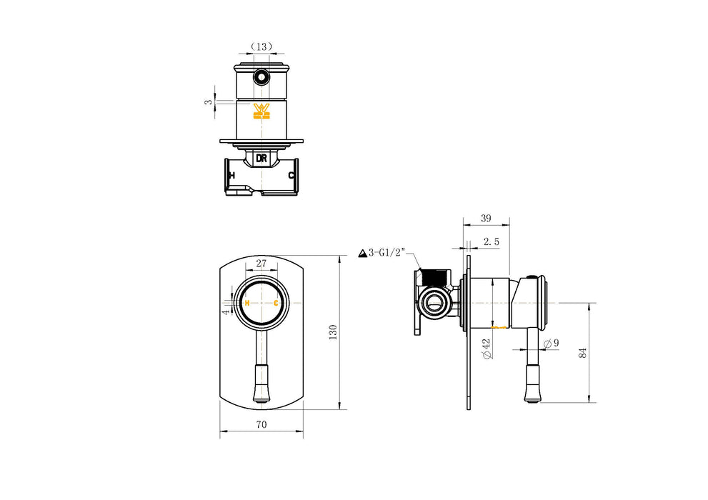Montpellier Shower Mixer - Chrome