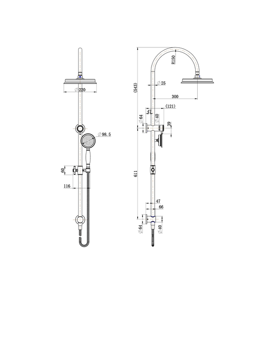 Montpellier Shower Column Set Matte Black