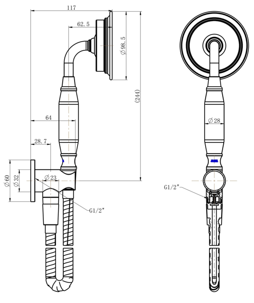 Montpellier Hand Shower On Bracket - Chrome
