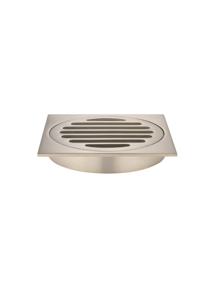 Square Floor Grate Shower Drain 100mm Outlet - Champagne