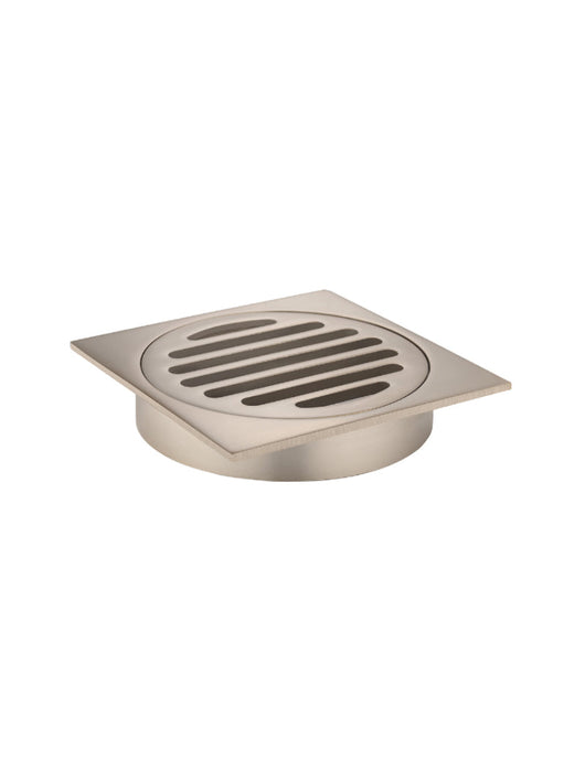 Square Floor Grate Shower Drain 100mm Outlet - Champagne