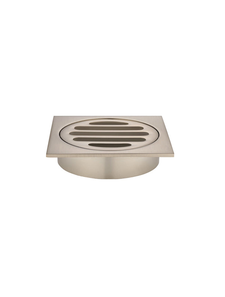 Square Floor Grate Shower Drain 80mm Outlet - Champagne