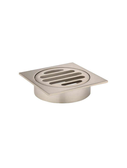 Square Floor Grate Shower Drain 80mm Outlet - Champagne