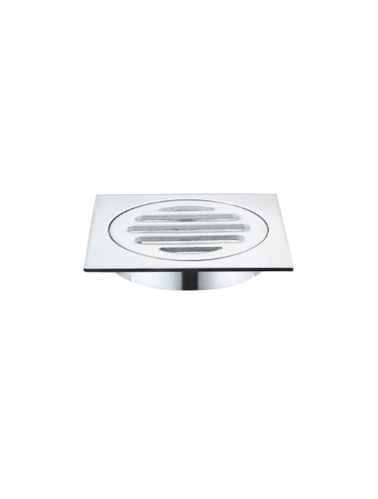 Square Floor Grate Shower Drain 80mm Outlet - Polished Chrome