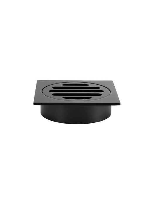 Square Floor Grate Shower Drain 80mm Outlet - Matte Black