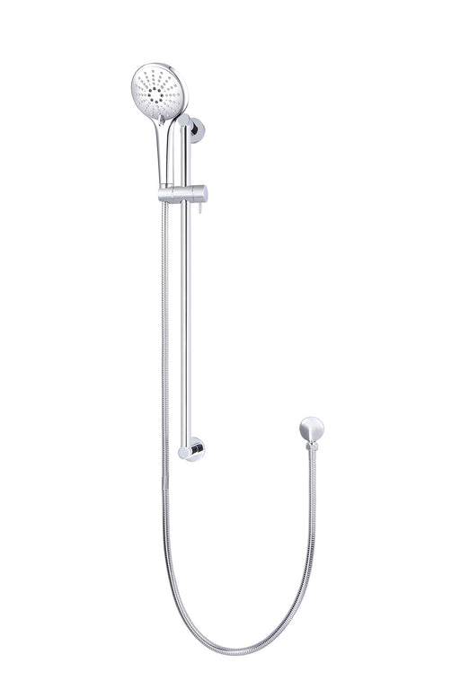 Round Three Function Hand Shower On Rail Column - Polished Chrome