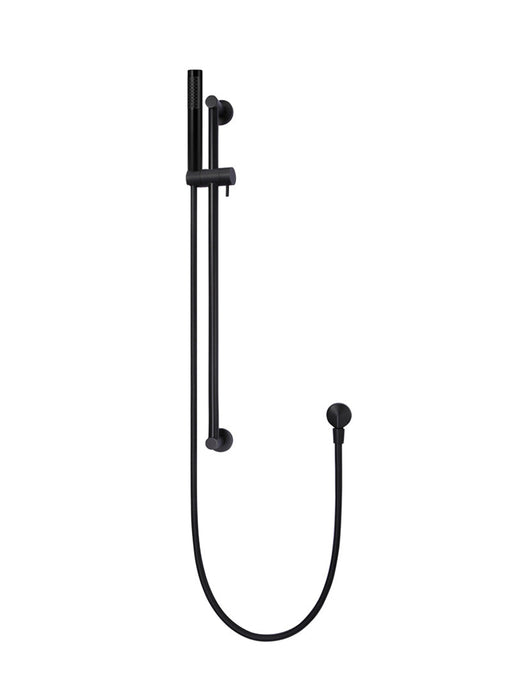 Round Hand Shower On Rail Column - Matte Black