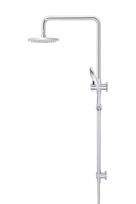 Round Combination Shower Rail, 200mm Rose, Three Function Hand Shower - Polished Chrome