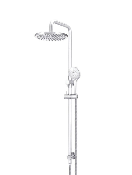 Round Combination Shower Rail, 200mm Rose, Three Function Hand Shower - Polished Chrome