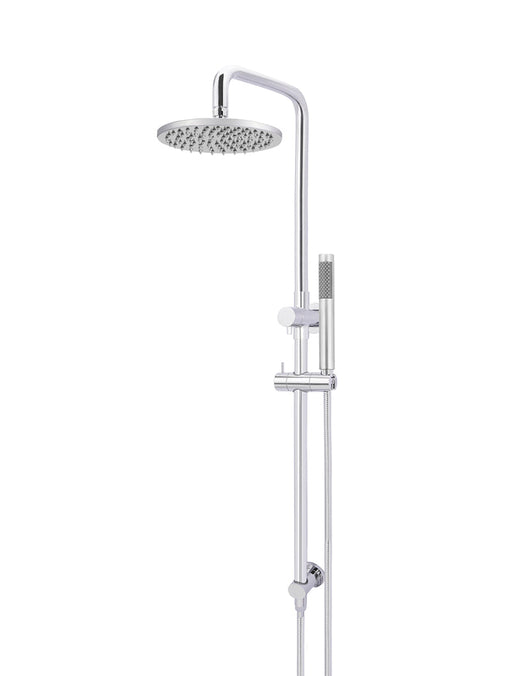 Round Combination Shower Rail, 200mm Rose, Single Function Hand Shower - Polished Chrome