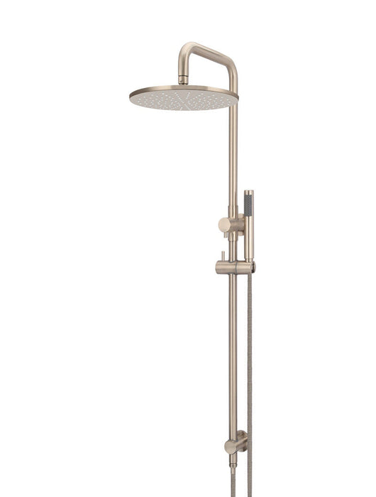 Round Combination Shower Rail, 300mm Rose, Single Function Hand Shower - Champagne