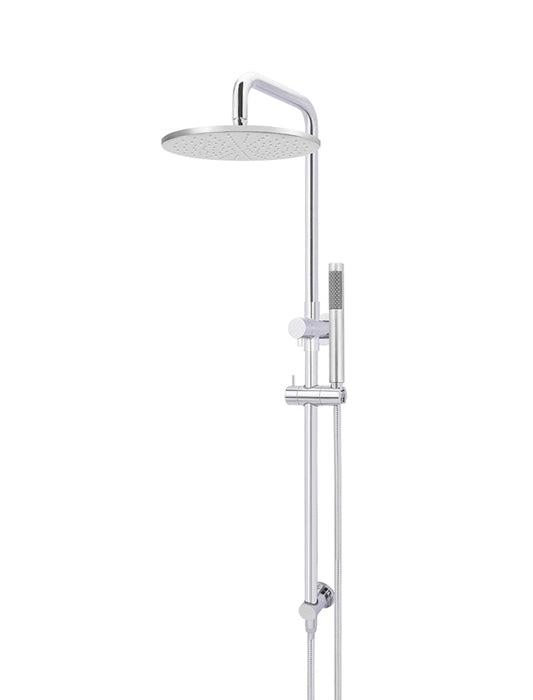 Round Combination Shower Rail, 300mm Rose, Single Function Hand Shower - Polished Chrome