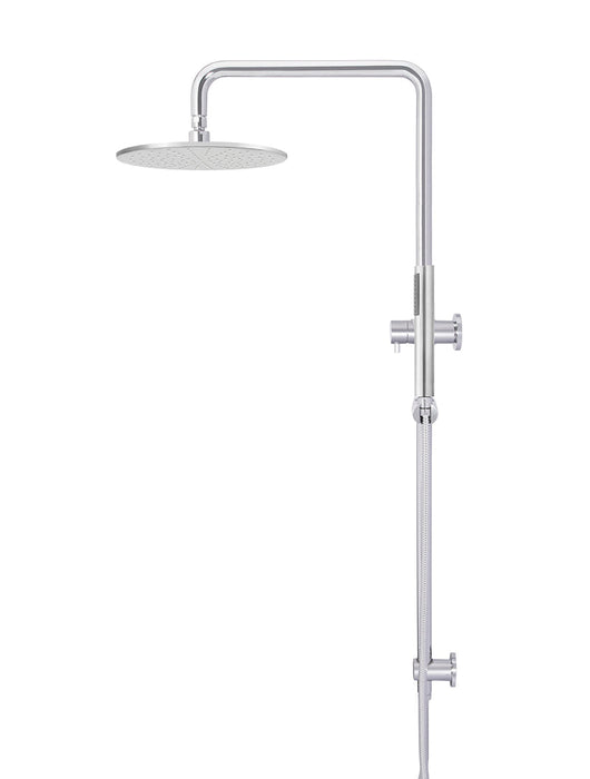 Round Combination Shower Rail, 300mm Rose, Single Function Hand Shower - Polished Chrome