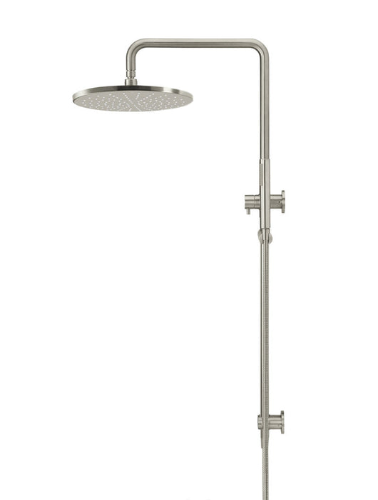 Round Combination Shower Rail, 300mm Rose, Single Function Hand Shower - Brushed Nickel