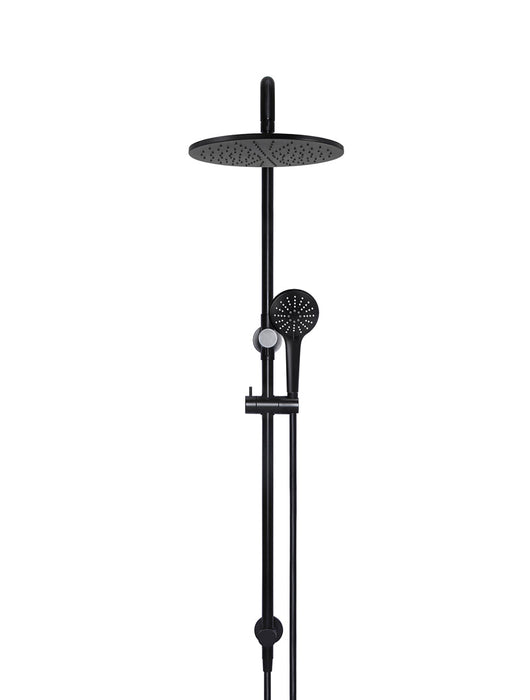 Round Combination Shower Rail, 300mm Rose, Three Function Hand Shower - Matte Black